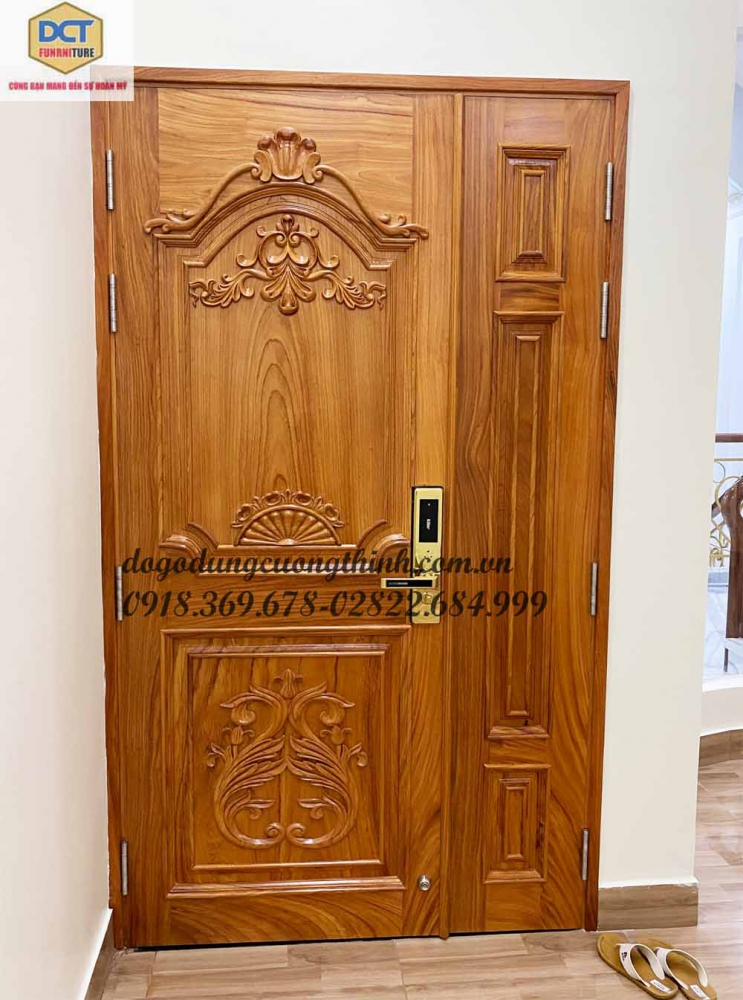 Cửa phòng tân cổ điển đẹp gỗ gõ đỏ